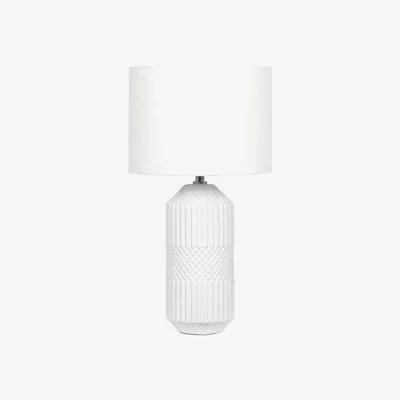 Downtown Pacific Lifestyle Meribel White Geo Textured Tall Ceramic Table Lamp