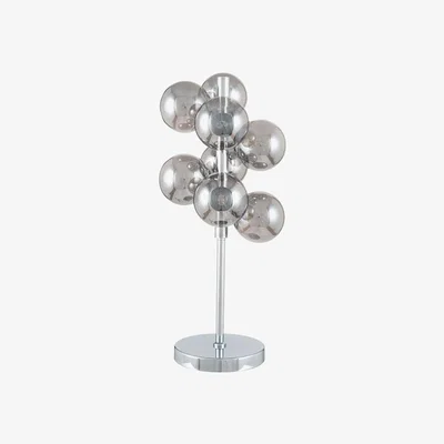 Downtown Pacific Lifestyle Smoke Glass Ball & Chrome Table Lamp