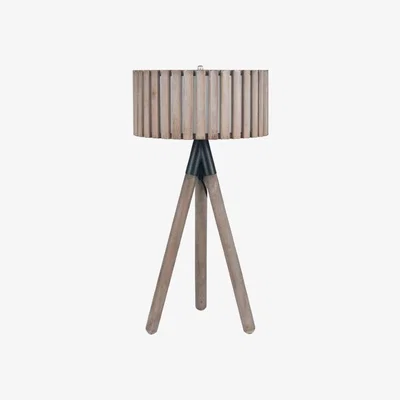Downtown Pacific Lifestyle Rabanne Slatted Antique Wood Tripod Table Lamp