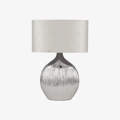 Downtown Silver Scratched Ceramic Table Lamp