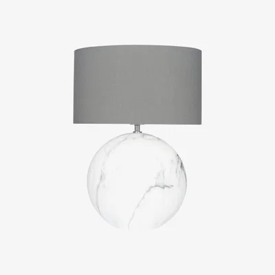 Downtown Small Marble Effect Ceramic Disc Table Lamp