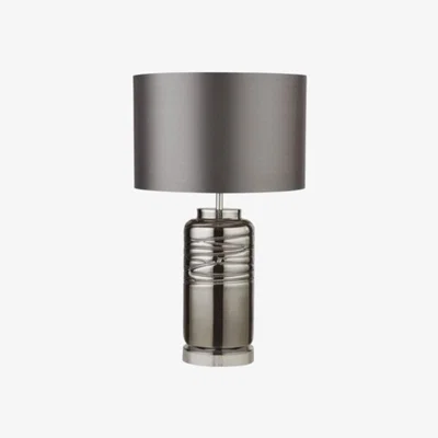 Downtown Searchlight Smoked Ridged Table Lamp With Grey Shade