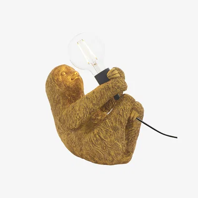 Perch and Parrow Syd the Sloth Table Light in Antique Gold