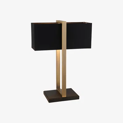 Perch and Parrow Kadence Black Shade Table Lamp in Antique Brass