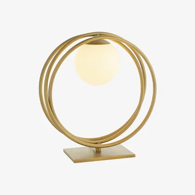 Perch and Parrow Katrina Opal Glass Hoop Table Lamp in Gold