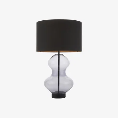 Perch and Parrow Cleo Shaped Table Lamp in Matt Black with Black Shade