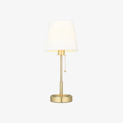Perch and Parrow Chives Vintage White Table Light in Satin Brass