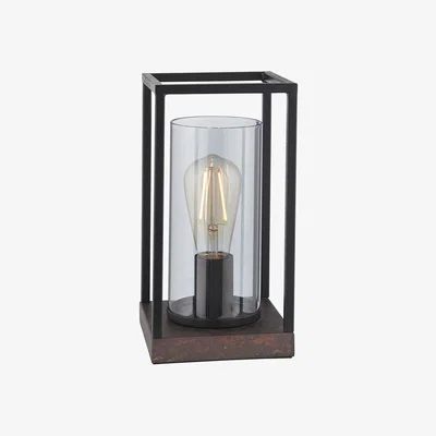 Perch and Parrow Caelan Table Lamp with Grey Tinted Glass