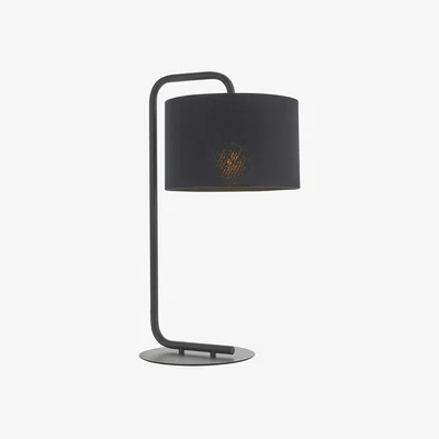 Perch and Parrow Harlee Black Table Lamp with Black Shade