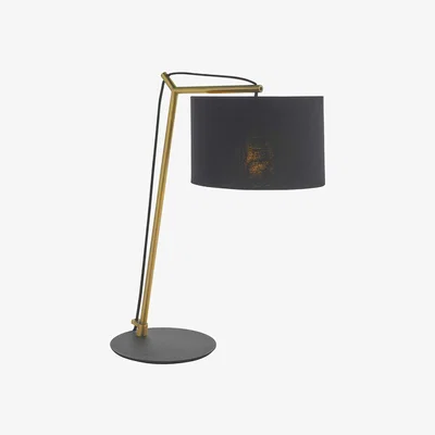 Perch and Parrow Antonios Brass Table Lamp with Black Shade