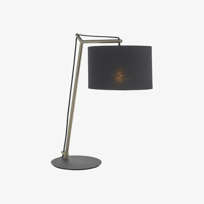 Perch and Parrow Antonios Nickel Table Lamp with Black Shade