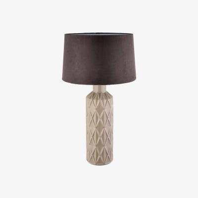 Pagazzi Malika 1 Light Gloss Dove Grey 68cm Table Lamp with a Charcoal Faux Suede Shade