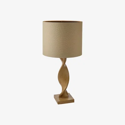 Pagazzi Abia Oak Effect & Natural Linen Table Lamp