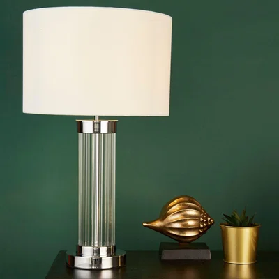 Pagazzi Hetty Chrome &amp; Clear Glass Table Lamp