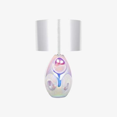 Pagazzi Blake Iridescent Table Lamp Large 1 Light Glass 52cm with Silver Shade