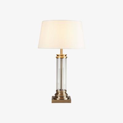 Pagazzi Pedestal Antique Brass 62cm Table Lamp with Glass Column and Cream Shade