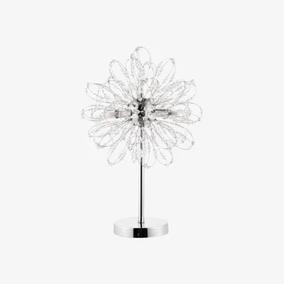 Pagazzi Alula 3 Light Polished Chrome 50cm Table Lamp with Clear Bead Detailing