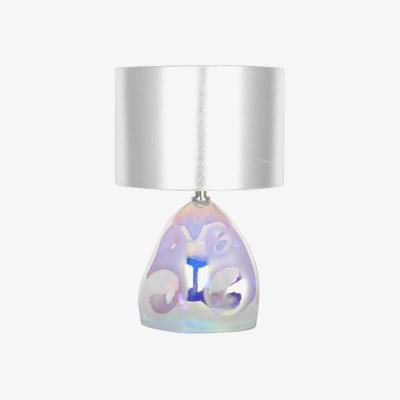 Pagazzi Blake Iridescent Table Lamp Small 1 Light Glass 34cm with Silver Shade