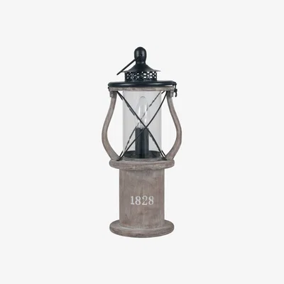 Pagazzi Gibson Lantern 40cm Table Lamp Antique Wood