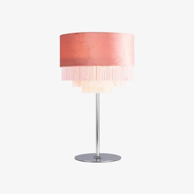 Pagazzi Matei Pink Velvet Tiered Tassle 41cm Table Lamp