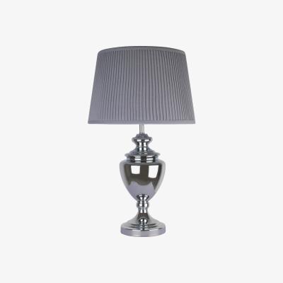 Pagazzi Giona Large Urn Lamp Polished Chrome 1 Light Table Lamp with Grey Shade