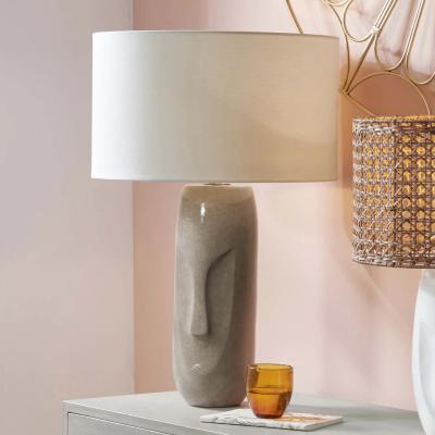 Pagazzi Visage Grey Face Design Tall Stoneware Table Lamp