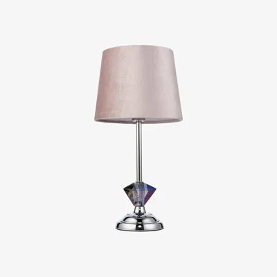 Pagazzi Rhea 1 Light Polished Chrome and Iridescent 40cm Table Lamp with a Blush Velvet Shade