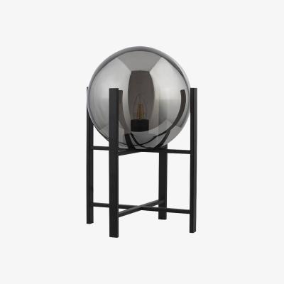 Pagazzi Matt Black Smoked Glass 43cm Table Lamp