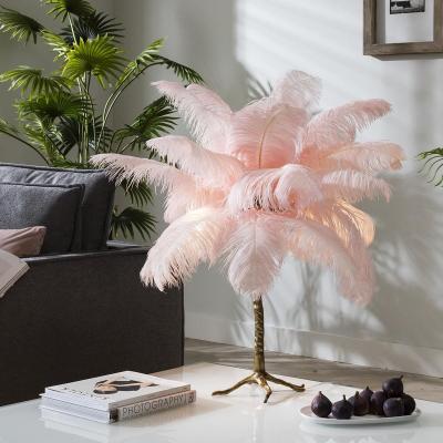 Quatropi Quatropi Feather Palm Tree Premium Table Lamp 45cm - Pink & Copper