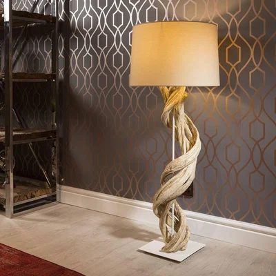 Quatropi Stunning Unique Driftwood Tall table lamp Cream shade 1140mm Liana