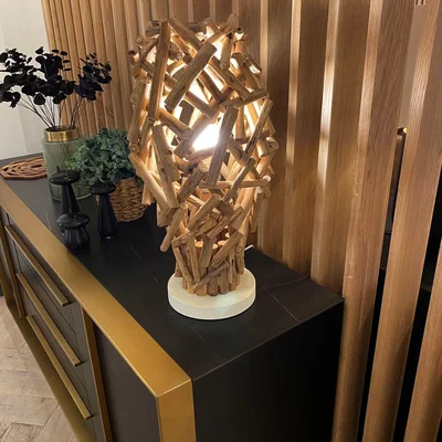Quatropi Unique Designer  Driftwood Table Lamp/Light 60cm high Muan large