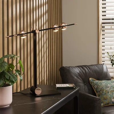 Quatropi Quatropi Contemporary Table Lamp - Black & Gold Desk, Bedside Lamp