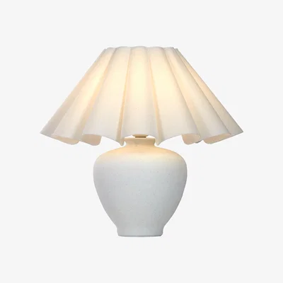 The Range Ceramic Table Lamp with Scallop Edge Shade  - White