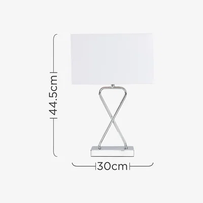 The Range Pair Of Contemporary Polished Chrome Table Lamps With White Rectangular Shades - Silver