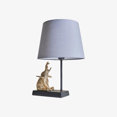 The Range Modern Brass Black Sitting Baby Elephant Table Lamp Base With Grey Shade - Brass