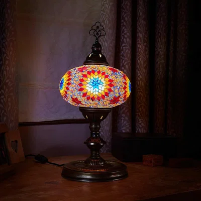 The Range Turkish Mosaic Glass Table Lamp Size Fireball - Fireball