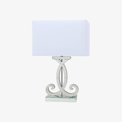 The Range Clear Mirror Table Lamp with white shade - Chrome and White