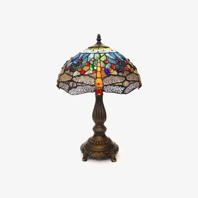 The Range BELOFAY 12 Inches Wide Tiffany Lamps, Stained Glass  Handmade Vintage Table Lamp - Muliticolor