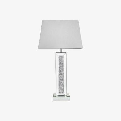 The Range Milano Mirror Pillar Table Lamp with White Shade - White