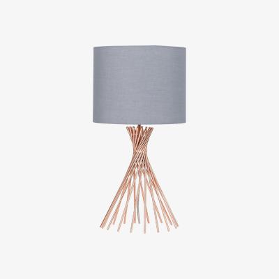 The Range Copper Metal Wire Twist Design Table Lamp With Dark Grey Shade - Copper