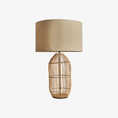 The Range Large Natural Table Lamp With Mink Drum Shade - Natural
