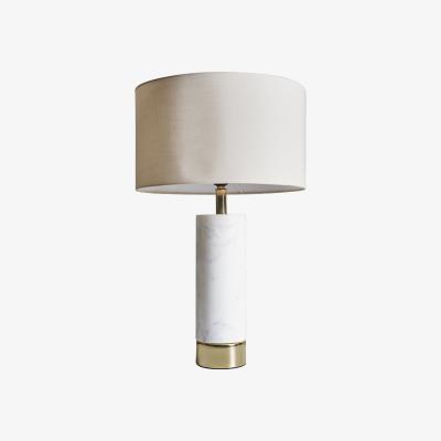 The Range Amias Cyclindar Brass Table Lamp With Large Mink Shade - Brass