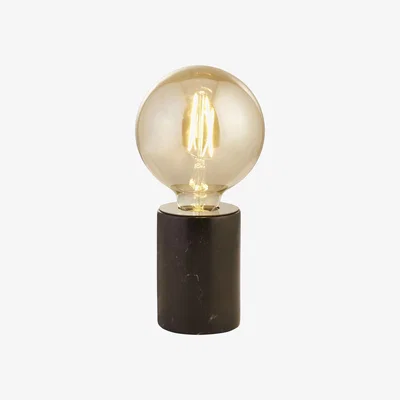 The Range Black Marble Base Table Lamp with Amber Bulb  - Black