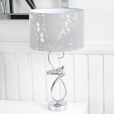 The Range Swirl Metal Table Lamp With Grey Shade - Grey Silver
