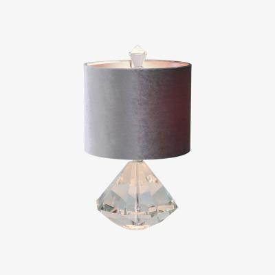 The Range Crystal Diamond Table Lamp with Grey Velvet Shade - Grey And Silver