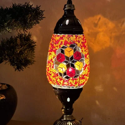 The Range Battery Lamp Mosaic Glass Flute - Multi - Multi Red