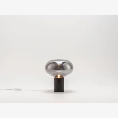 The Range Laura Smoked Glass And Marble Desk Table Lamp - Smoke