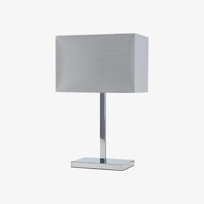 The Range Modern Polished Chrome Square Tube Table Lamp With Grey Rectangular Shade - Silver