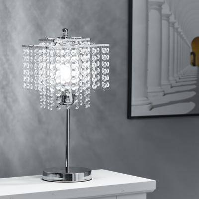 The Range Modern Square Shaped Crystal Table Lamp  - Silver