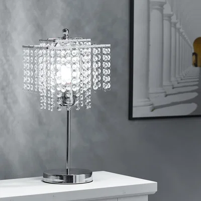The Range Modern Square Shaped Crystal Table Lamp  - Silver